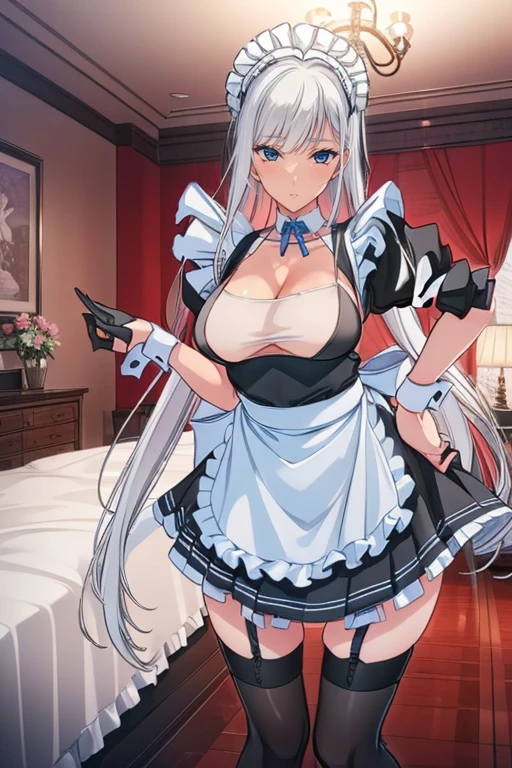 top-quality、Full limbs、complete fingers、1 beautiful woman,28yo,(ideal ratio body proportions:1.5), beautiful detailed face, perfect feminine face,mole under eye、sweat、Slender beauty、straight haired、silver hair、(mini skirt sexy maid apron:1.5)、(coverd nipples:0.9)、very skinny、cleavage、White pantyhose、(castle、 Room、bed:1.2)、(manizer,invite a man,in heat:1.4),used condom、vulgarity、spoken heart、(tan:1.5)、(open mouth:1.6),