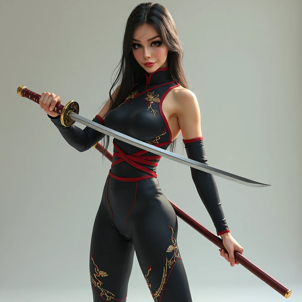 (((Ninja 1 Girl)))、(((Shiny Shinobi Costume))),(((Sitting on a branch of a tall tree:1.3、High Office:1.2))),(((from below1.3))),masutepiece, Best Quality, , Solo, Looking at Viewer, , depth of fields, Brown bob hair, Green eyes, Perfect body, medium breasts, , Beautiful red pine forest with autumn leaves , Realism, masutepiece, Textured skin, Super Detail, high detailing, High quality, Best Quality, 1080p, 16 K