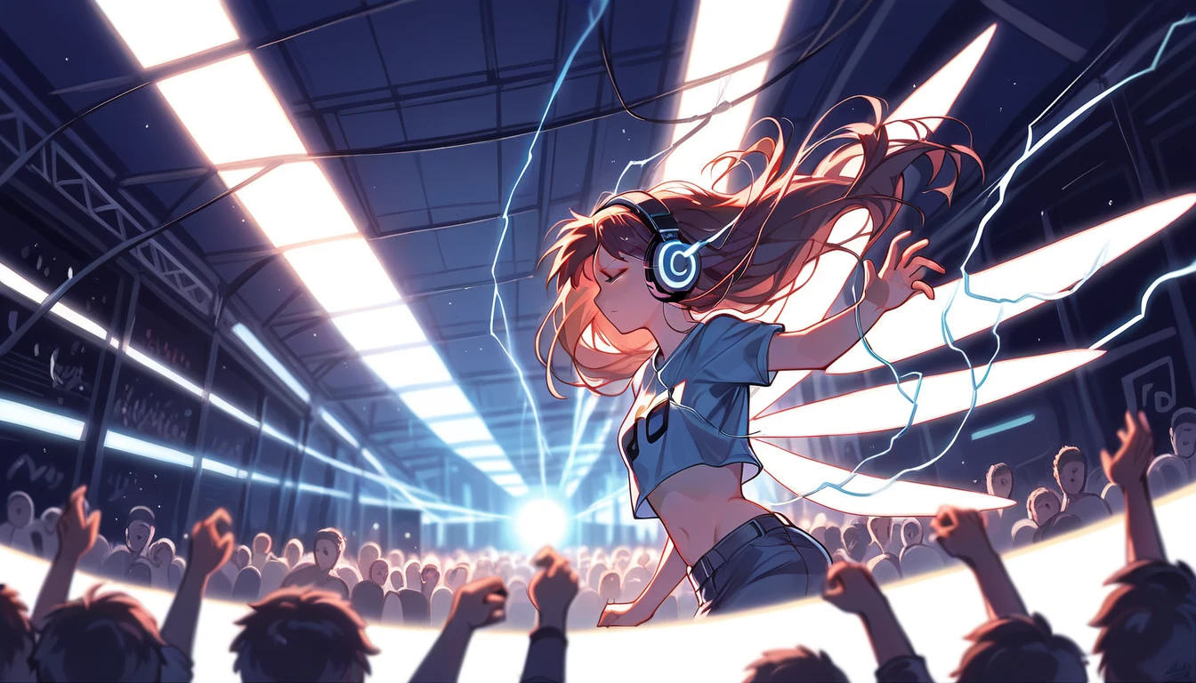 最high quality, Best image quality, masterpiece, With a girl ((Black tank top, Short denim shorts, 18-year-old, teenager, cute, Best Bust, Large Breasts, Beautiful glowing blue eyes, Wide Chest, Pink semi-long hair, Slender body, Large Breasts Cleavage, With sniper rifle, Headphones, glowing back jet, Combat pose, photograph, Splash, ), high quality, Beautiful art, background ((Space Battlefield)) ), depth (Earth), Tabletop, depth of field, Cinematic