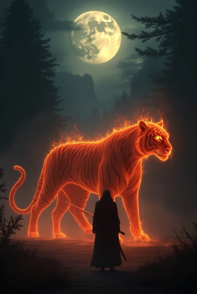 Japanese Yokai「nue（nue）」Create a Hyper Realistic depiction of。nueは猿の頭、Lion-like hair、Tanuki&#39;s body、Tiger&#39;s Paw、And Snake&#39;s Tailを持っています。This creature is enveloped in a dark and creepy inflammation.、It exudes a sense of horror and otherworldliness.。The background is a dense forest on a moonlit night with thick fog.、Old wood々と影がnueの神秘性を際立たせます。Make sure the texture and detail of each animal part is incredibly realistic。fur、scale、Describes inflammation in detail。nueは正面を向き、He is depicted in a threatening pose towards his enemies.。

Additional detailed:

	1.	Monkey&#39;s head and lion&#39;s hair: The head is that of a monkey with expressive and intense eyes.、The head is surrounded by a splendid, standing hair like that of a lion.。
	2.	Tanuki&#39;s body: The body is covered with fluffy fur.、It has a rounded body shape that is characteristic of raccoon dogs.。
	3.	Tiger&#39;s Paw: Feet are powerful、It has vibrant stripes and realistic fur texture.。
	4.	Snake&#39;s Tail: The tail is a coiled snake、Detailed scale is drawn、It looks dangerous and seductive.。
	5.	inflammation: Inflammation is dark and shadowy、Emitting a supernatural glow、nueをほのかに照らします。
	6.	background: The forest is dense and shady.、The full moon casts a mysterious light through the mist.、Amplifies the creepy atmosphere。
	7.	posture of intimidation: nueは敵に向かって威嚇するように、Baring his sharp fangs、Standing strong and facing forward。

style: Hyper Real、Creepy、detailed
