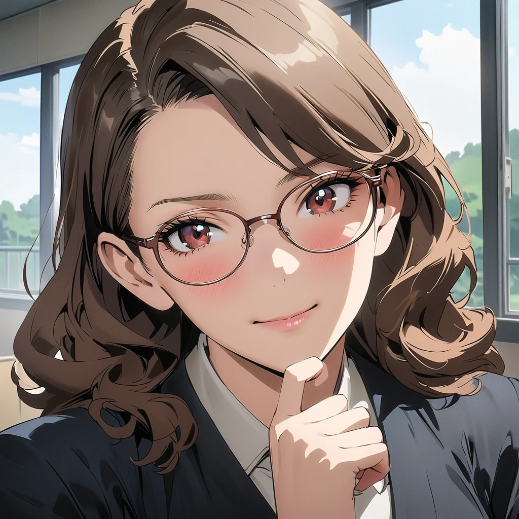 (Best Quality, masuterpiece:1.2), (Realistic,Photorealsitic:1.37)One Woman、 (a 25yo woman, brown haired,Tsuriformes, hair between eye, Hezel eyes:1.1), (a red jacket :1.2),eye glasses, Drop Earrings, (hali々and facial expressions:1.3),At the train station、Dutch Angle Shot、独奏