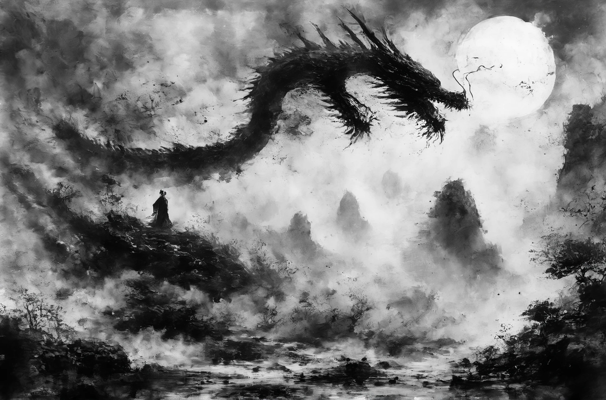  Image of war and the demon he defeated. Tiamat with , gerald brom style. rotting,  black liquid ,  a stroke of ink . dark alien giger inspired landscape of dark oozing liquid tentacles and floating alien textured orbs, Lovecraftian , visceral ,a nightmare,tentacles,horrorный гуманоид,  Imagination  , fantastic ,Dramatic,Dark tones, Paranormal , macro lens , surreal juxtaposition ,Lovecraftian ,cosmic horror,horror, 
