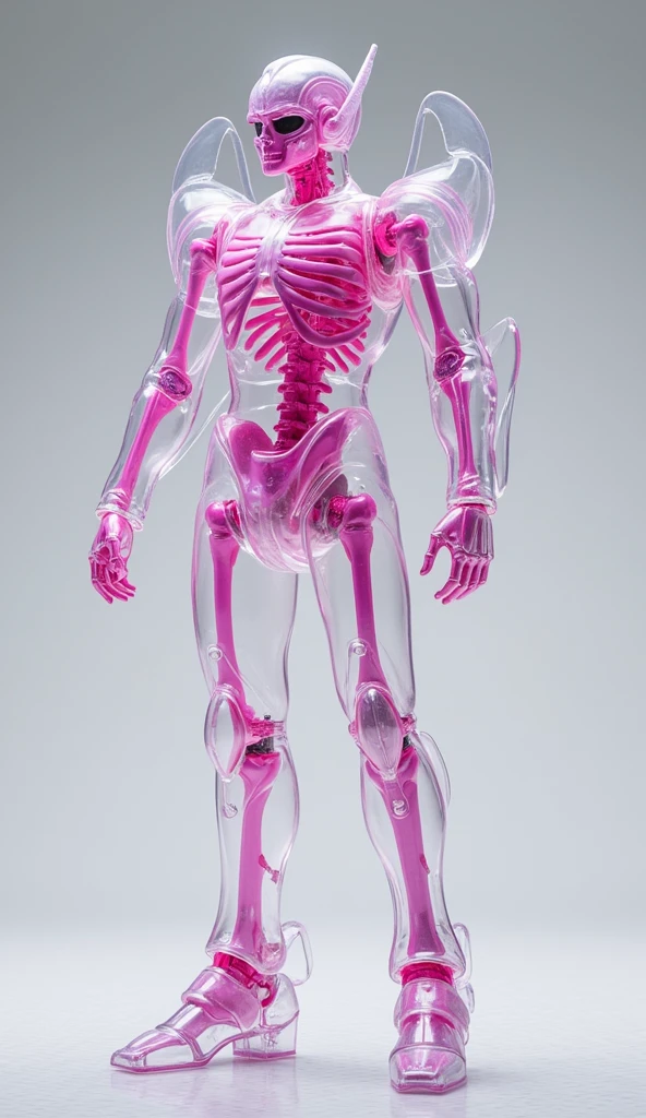 3D Rendering、Toy、Full body image、Action Figures、1/6 Scale、12 inch size、Bad guy、artificial human world、(((The whole body is asymmetrical)))、The right half of the body is mechanical、Steampunk Style、Some parts glow in neon colors、(((The left side of the body is a creepy body with arteries and veins protruding)))、Unclean and unpleasant skin、Scary look、(((Full body image)))