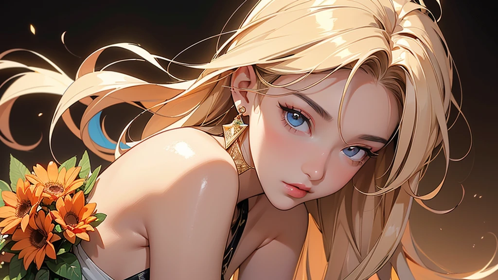 portrait, Practical, blue eyes, Blonde hair, Large Breasts, 4K resolution, High quality CG, Beautiful CG, Soft Light,