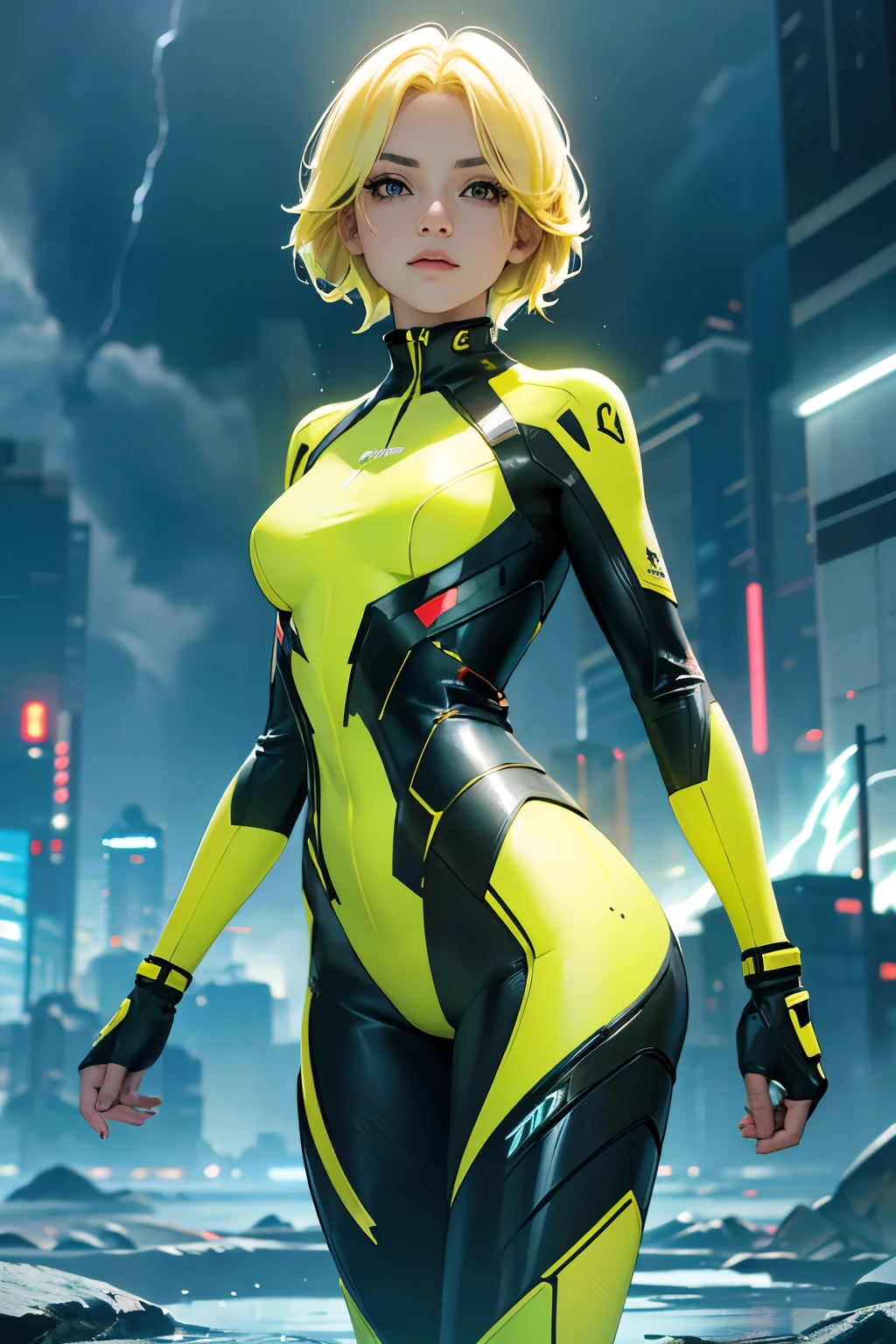 ((Masterpiece in maximum 16K resolution):1.6),((soft_color_photograpy:)1.5), ((Ultra-Detailed):1.4),((Movie-like still images and dynamic angles):1.3). | (cinematic photo of Blonde Supermodel beauty wearing a high tech tight combatsuit in a cyberpunk city), (Supermodel beauty), (Blonde), (wearing a high tech combat suit), (focus on the high tech combat suit), (cinematic lens), (cyberpunk pistol), (autumn light), (tyndall effect), (Science fiction atmosphere), (shimmer), (light reflections), (visual experience),(Realism), (Realistic),award-winning graphics, dark shot, film grain, extremely detailed, Digital Art, rtx, Unreal Engine, scene concept anti glare effect, All captured with sharp focus. | Rendered in ultra-high definition with UHD and retina quality, this masterpiece ensures anatomical correctness and textured skin with super detail. With a focus on high quality and accuracy, this award-winning portrayal captures every nuance in stunning 16k resolution, immersing viewers in its lifelike depiction. | ((perfect_composition, perfect_design, perfect_layout, perfect_detail, ultra_detailed)), ((enhance_all, fix_everything)), More Detail, Enhance.