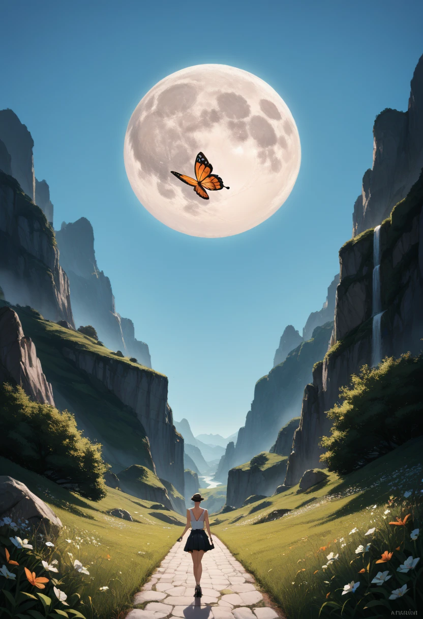 The butterfly is with the moon；avatar；Thumbnail；High quality； minimal style