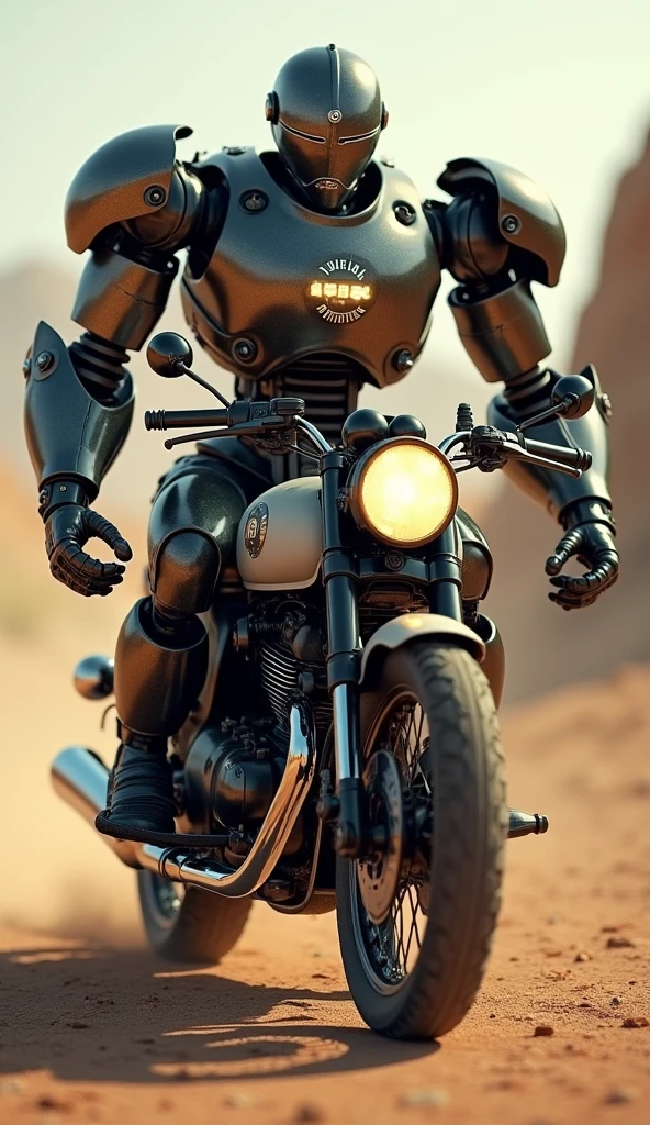 Michelangelo's David on a rock motorcycle