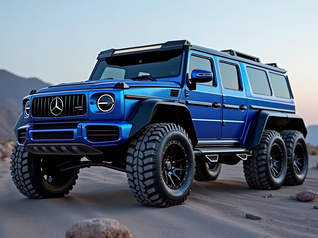 vibrant colors, depth of field, cinematic lighting, (ultra-detailed, masterpiece:1.3), Spectacular Marvel Cinematic style, an enlarged hybrid concept SUV, (6x6, 6 wheels:1.5), 9-passenger, 6 door, rear dual gate, /(Hummer|Mercedes Benz M63 AMG/), Alpine Green frosted and Black-out paint scheme, 37" monster off-road wheels, ultimate off-road package, lots of after-market amenities, more_details:-1, more_details:0, more_details:0.5, more_details:1, more_details:1.5, 