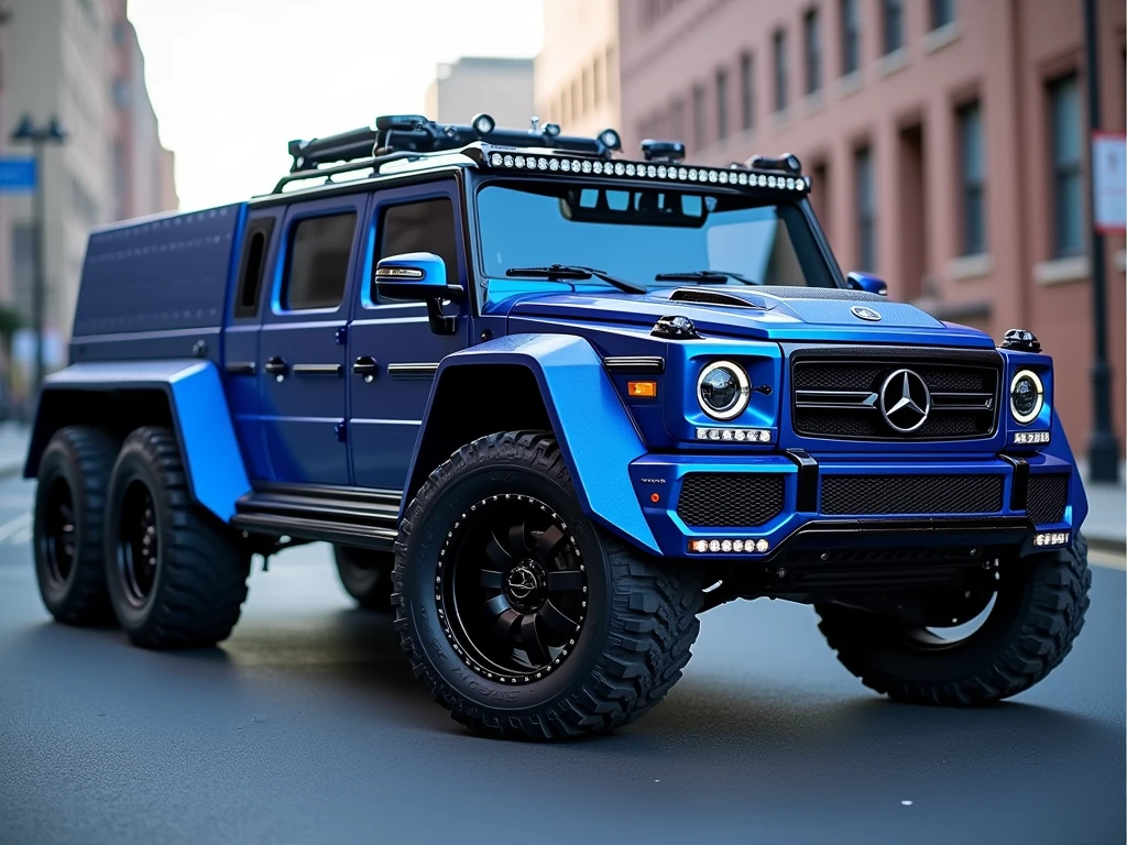 vibrant colors, depth of field, cinematic lighting, (ultra-detailed, masterpiece:1.3), Spectacular Marvel Cinematic style, an enlarged hybrid concept SUV, (6x6, 6 wheels:1.5), 9-passenger, 6 door, rear dual gate, /(Hummer|Mercedes Benz M63 AMG/), Alpine Green frosted and Black-out paint scheme, 37" monster off-road wheels, ultimate off-road package, lots of after-market amenities, more_details:-1, more_details:0, more_details:0.5, more_details:1, more_details:1.5, 