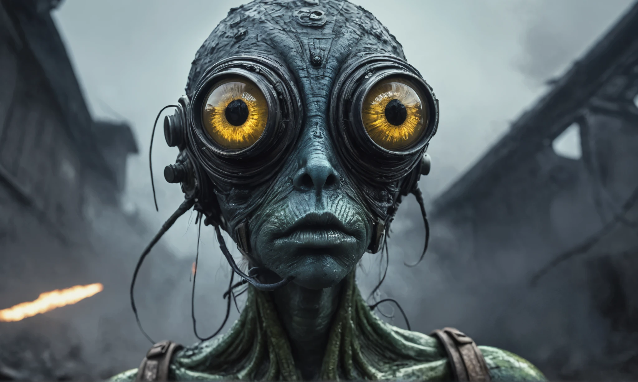 full body length,niobium native africa xenomorph's slaves,once pretty face,eyebrow up,full body shot,ominous landscape,niobium gray atmosphere,photo,photorealism,Masterpiece,hyper natural skin textures, hyper realism,hyper detailed,High contrast,Realism,Ultra Detailed,irina yermolova,close full body shot,32K resolution,Nikon Z9, ,demonic, fog, smoke, audience, mist, featuring ultra-realistic and hyper-realistic elements,
Marta Bevacqua, Ellen Jewett, Kawacy, Katsuya Terada, Carne Griffiths,concert lighting, bokeh, luminal space that feels
both bright and surreal. Includes liquid fluid elements for added depth and movement. Rendered in an unreal
engine and post-processed to achieve . Evokes a sense of dreamy, ethereal
and mystical mood,horror pixar movie still,thriller disney movie ,pixar render, animated,fish eyes, A Modern flat toon Crazy whit a Big ONE a Only Eye Robot USSR , and helmet Style, pinhead, camouflage Rusty, Ambient in a meteorite crater super detailed