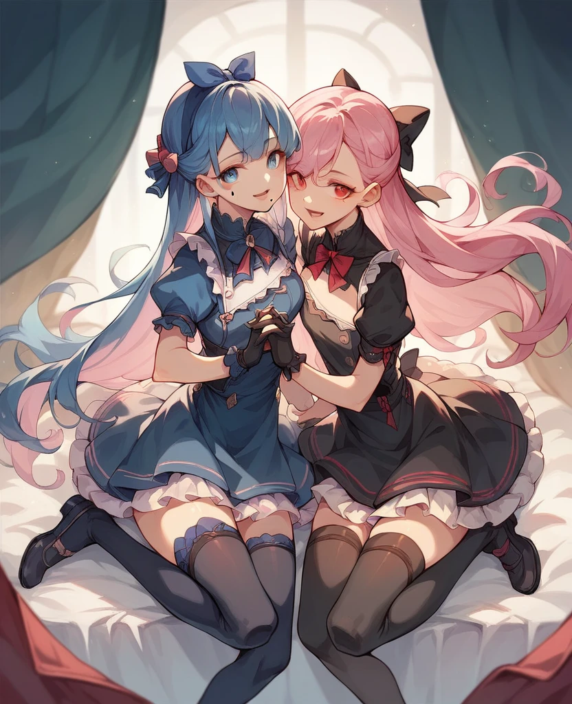 lolita fashion,Lolita style,Lori,lovable, Lolita Girl,Y2K,Emo style,non-mainstream,Mines are girls,Harajuku style,Exaggerated dressing,Intricate ornaments,Rock style,Gothic style,rivet,ear ring,two tone hair,Pink and blue hair,Half-cut gloves,Leg rings,Metal jewelry,bones,Blood,Maniacal laughter,Sick,fishnet stockings,Unilateral eye patch,flat-chested,small child,small girl,Sutures,bandages,(cardiogram:0.7),Heart-shaped gemstones,Huge syringe