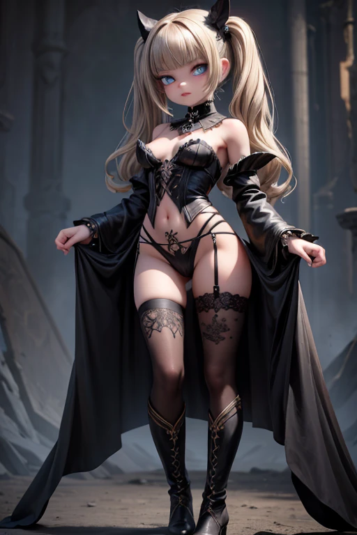 (tiny crowds of people on a tiny cliff in front of a giantess breasts: 1.2), (tiny people crowds:1.5), a giantess looking down at a tiny village, (tiny destroyed wooden medieval village: 1.2), a giantess with a tiny destroyed village in front of her breasts, (destroyed village: 1.1), (medieval fortress), happy, smug smile, >:D, elfgirl, (elfgirl knight: 1.2), bra, navel, destruction, fortress, simple background, (giantess:1.1), (below view: 1.1), (adult woman: 1.5), (mature older girl: 1.3), bra, panties