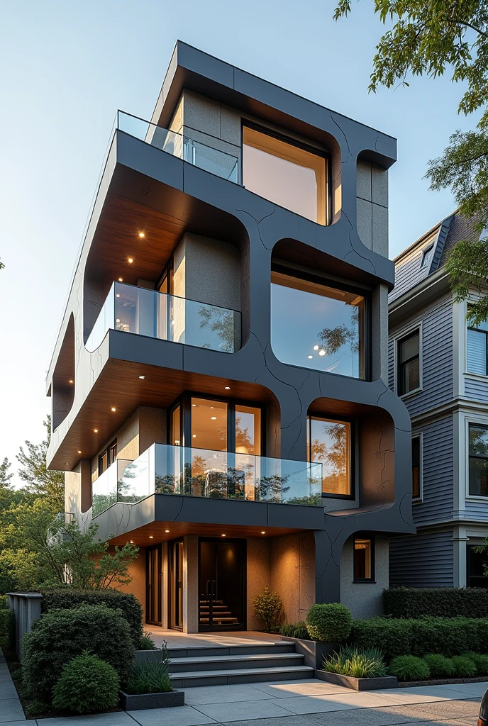 Sunshade architecture outside 5-storey townhouse