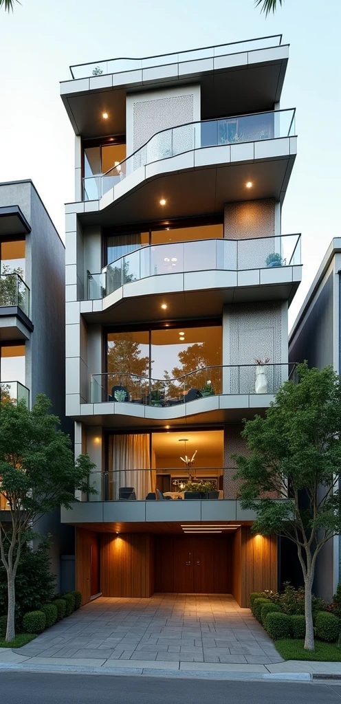 Sunshade architecture outside 5-storey townhouse