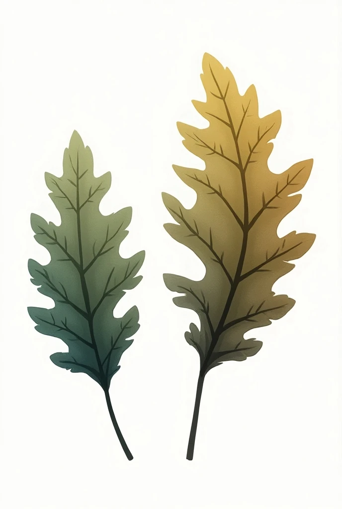texture of couple distance each other stylized oak leaf for modeling, on a background. High-quality, game-ready, ideal for 3D texturing.