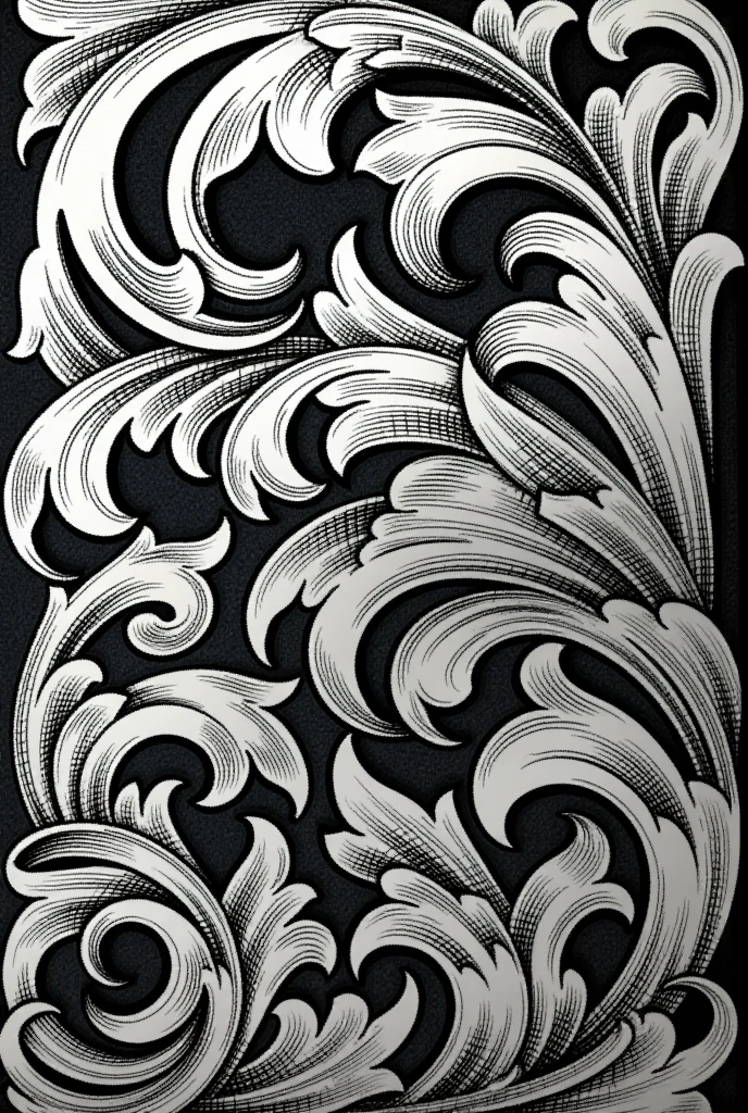 Complex scroll on steel with multi ends and leaves with overlapping paths  with defind hatch lines