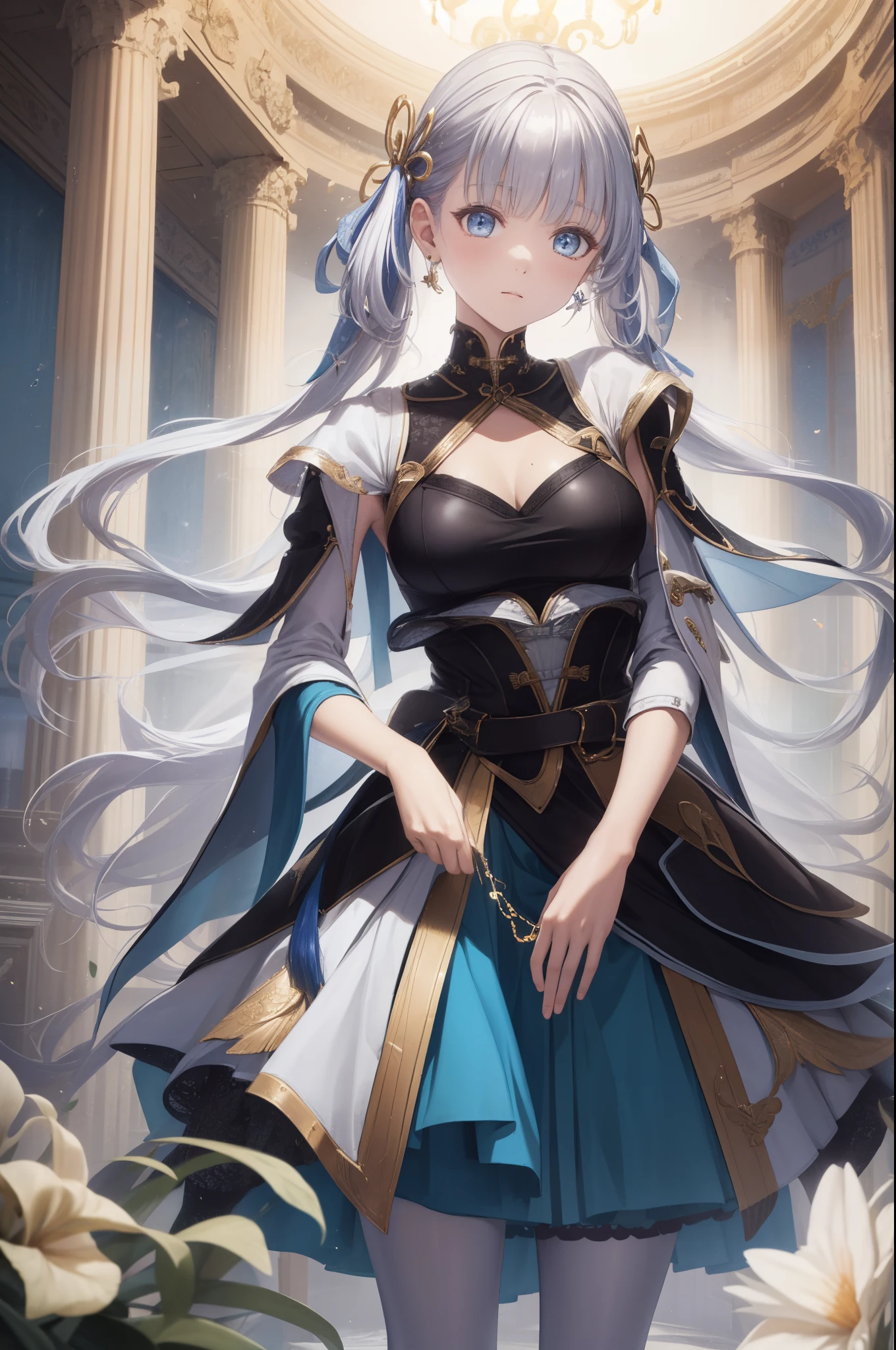 (best quality,4K,8k,high resolution,masterpiece:1.2),Extremely detailed,milf,,magic,enchanting,joy,Divine goddess,magical effect,Silver hair,blue eyes,Transparent dress,Exquisite decoration,Features of the magical costumes of the heavens，A small amount of sky blue cloth,Exquisite clothing,Layered Skirt,detailed lace,Delicate ruffles,bedroom,alone,at night,Lace pantyhose,Sacred stripes,Transparent clothing,Jewelry embellishments，Boots，fantastic clothes