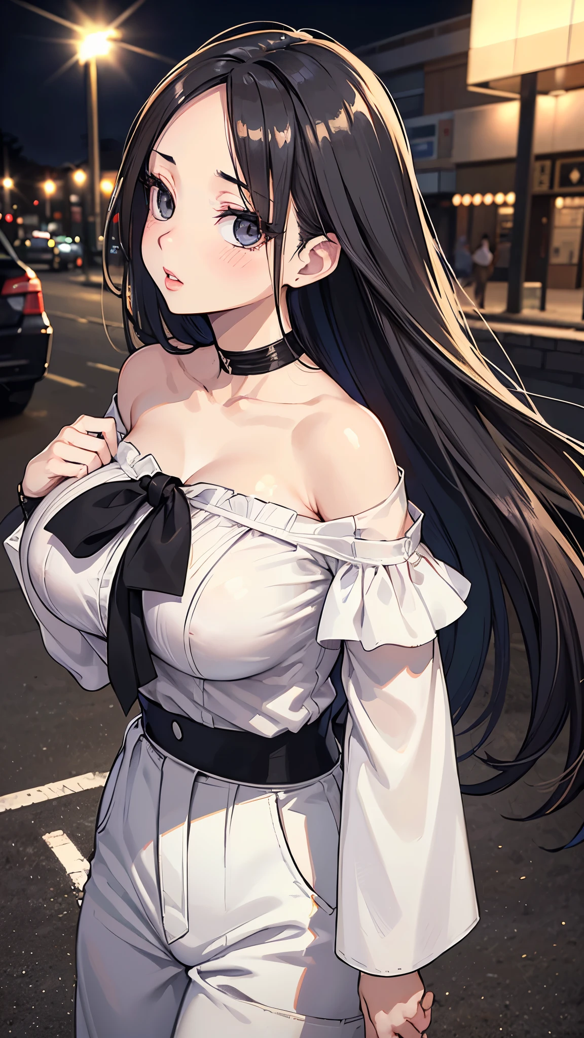 (mieruko:1.3), 1girl, yellow detailed eyes, long black hair, big eyes, (open mouth:0.1), detailed pupils, hdr shadows, (elegant clothes, sleeveless).