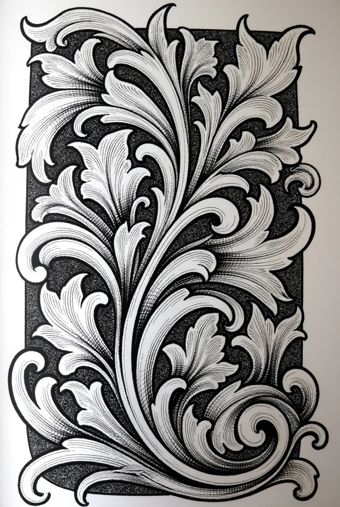 Complex scroll on steel with multi ends and leaves with overlapping paths  with defind hatch lines