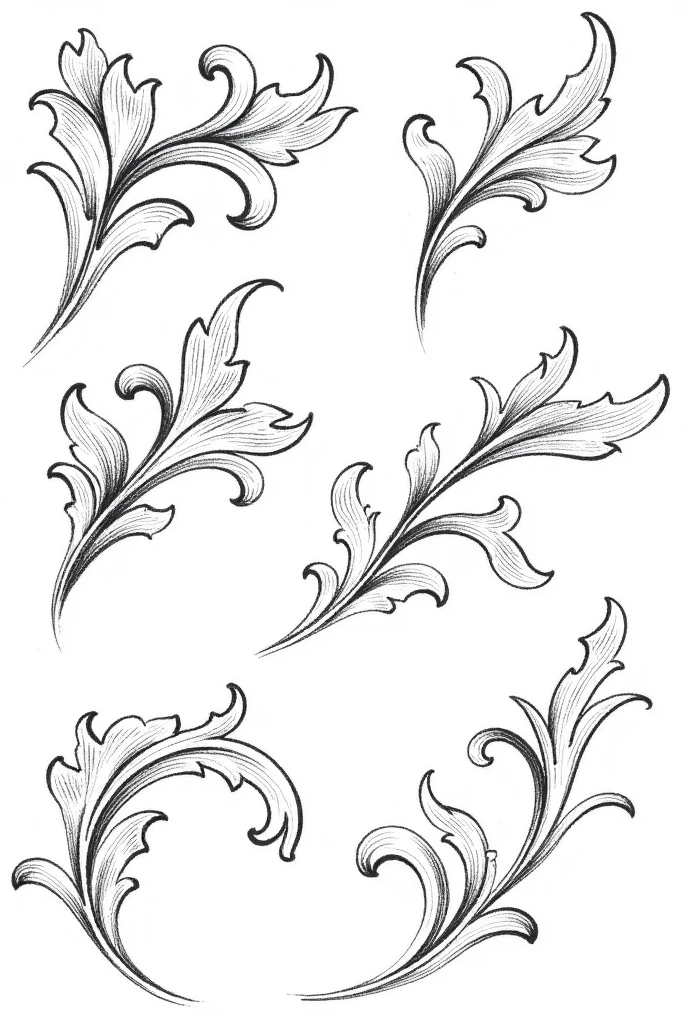 Complex scroll on steel with multi ends and leaves with overlapping paths  with defind hatch lines