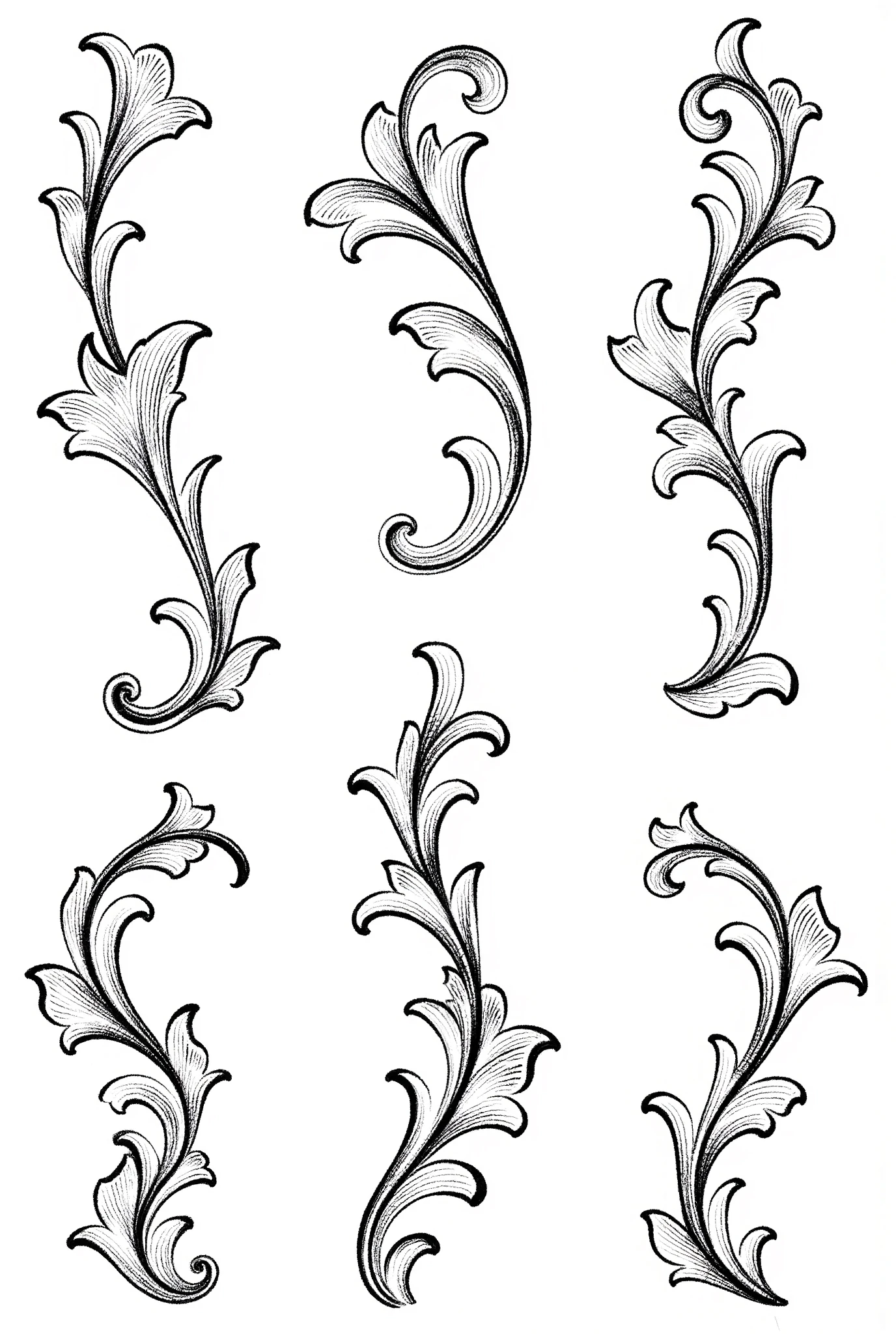 Complex scroll on steel with multi ends and leaves with overlapping paths  with defind hatch lines