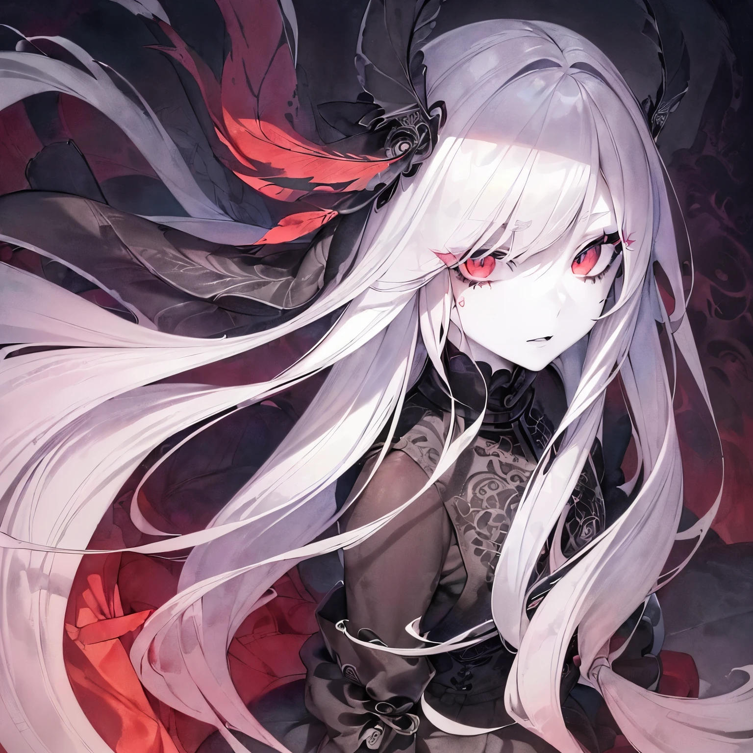 Demon with human face, horns, and a red forked tongue.red eyes and earrings on the ears. With long, black claws, best quality , masterpiece, high resolution, 4k