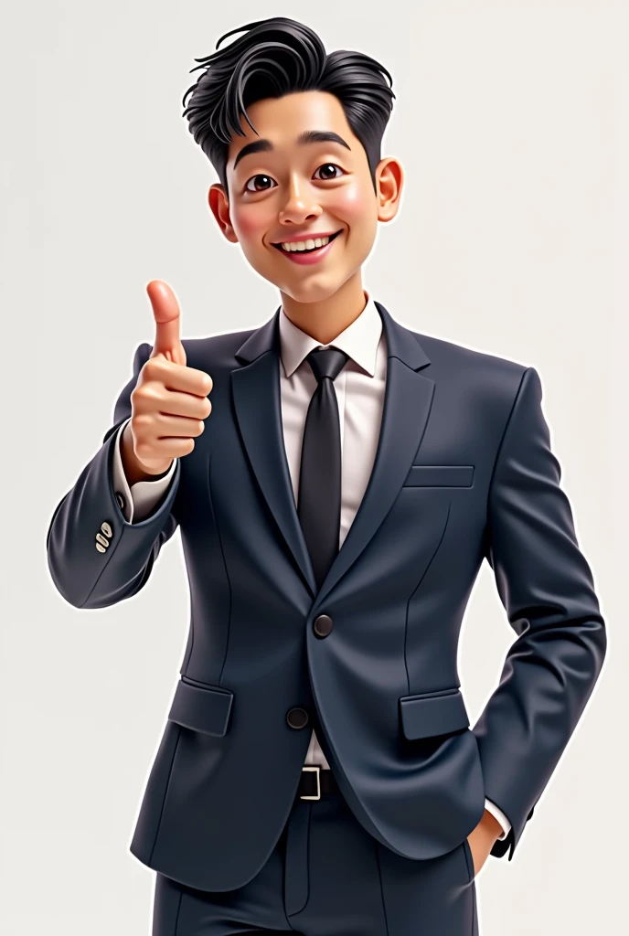 A student boy in navy blue pants and a white button-down shirt, a crossed band that says attorney for a day, happy