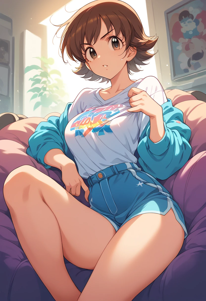 my Honda,  short brown hair,  big breasts shirt, karaoke