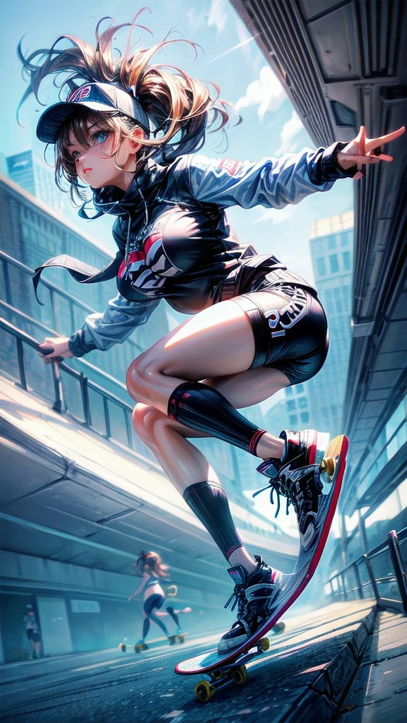 Breakdancing Girl, two arms, two legs, NewYork City Street, Hiphop outfit, highly detailed photo realistic, ultra sharp focus, ultra high quality, vibrant, (shiny skin:1.4), shiny lips, symmetrical detailed face, realistic body, toned, sexy, masterpiece