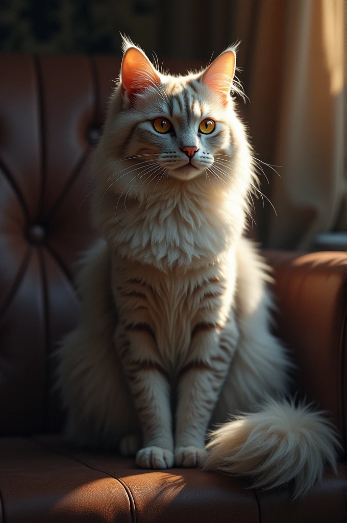 (highest quality,4K,8k,High resolution,masterpiece:1.2),Super detailed,(Realistic,photoRealistic,photo-Realistic:1.37),Cat,Adorable eyes,Fluffy fur,Curious Gaze,pink nose,feet,Playful attitude,sitting on the window sill,Sunlight streaming through the window,The tail wags gently,Naughty look,Golden Hour Lighting,Soft and warm color palette,Whiskers,A cautious attitude,Calm and soothing background,Cat silhouette in the window,subtle Cat toys in the corner,Expressive facial features,playful shadows,Detailed Cat Anatomy,Rich and pleasant texture,A well-crafted work of art,Realistic fur rendering,Vibrant and realistic colors,Happy and fulfilling atmosphere,A carefully constructed structure,perfectly captured essence of a Cat's charm.