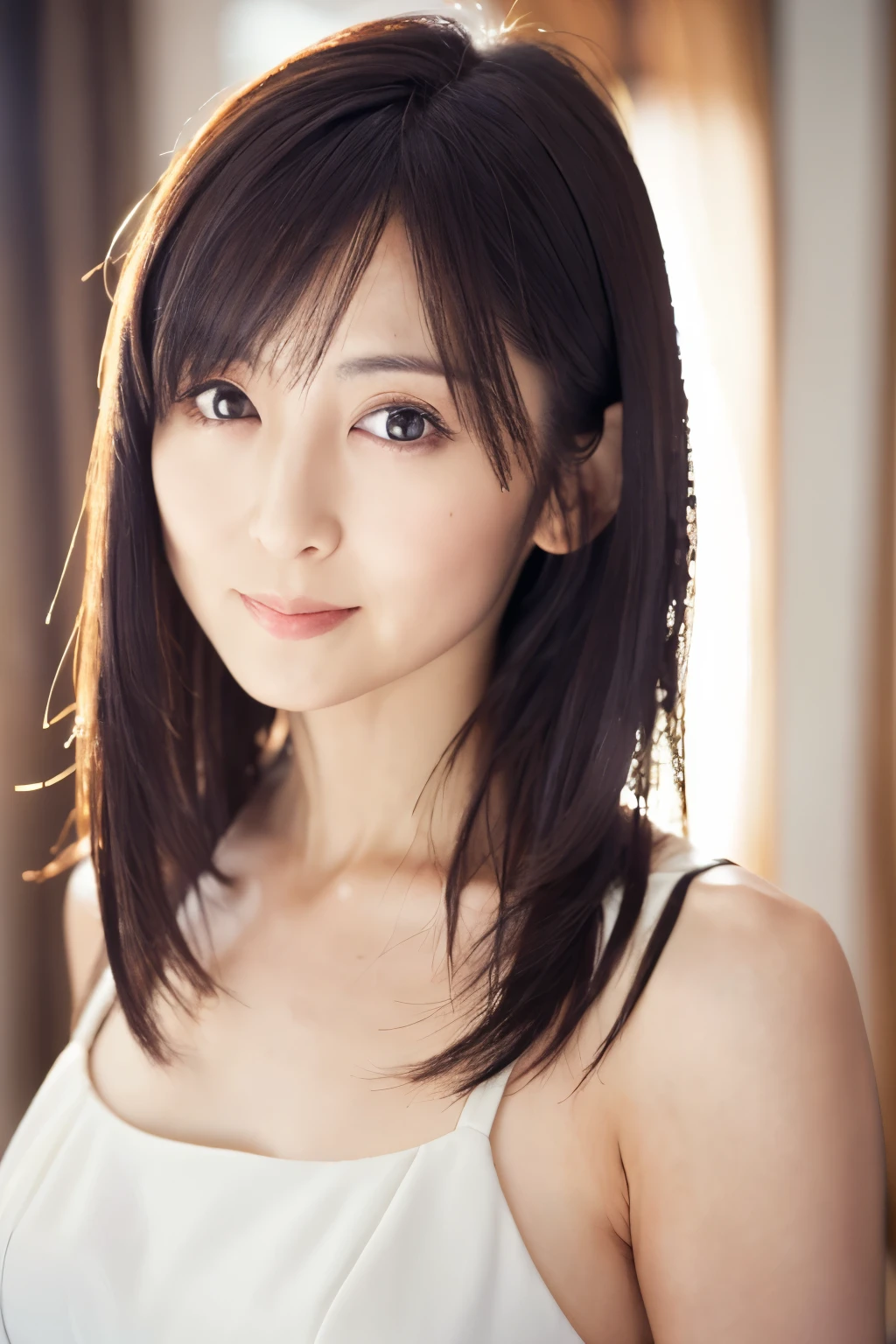 Masterpiece, professional photo quality, super high resolution, Photogravure, 1girl, a Japanese woman, 40 years old, slender body, very thin waist, cute face, detailed face, detailed eyes, various hair, various sexy dress, various background, portrait photo