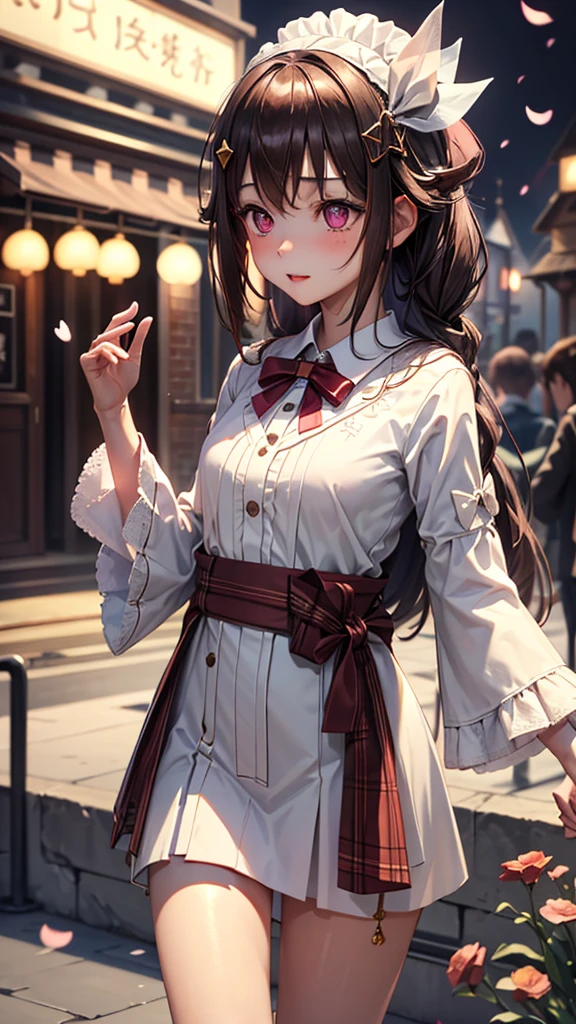 (masterpiece, best quality)
HeroineAmnesiaAnime, 1girl, solo, long hair, looking at viewer, smile, bangs, brown hair, shirt, hair ornament, long sleeves, hat, dress, ribbon, closed mouth, green eyes, jacket, upper body, braid, flower, hair flower, hair bun, star (symbol), black headwear, rose, beret, pink flower, hat flower, pink rose, ((nsfw, blow job, spread leg , sex, show pussy, spread pussy)),