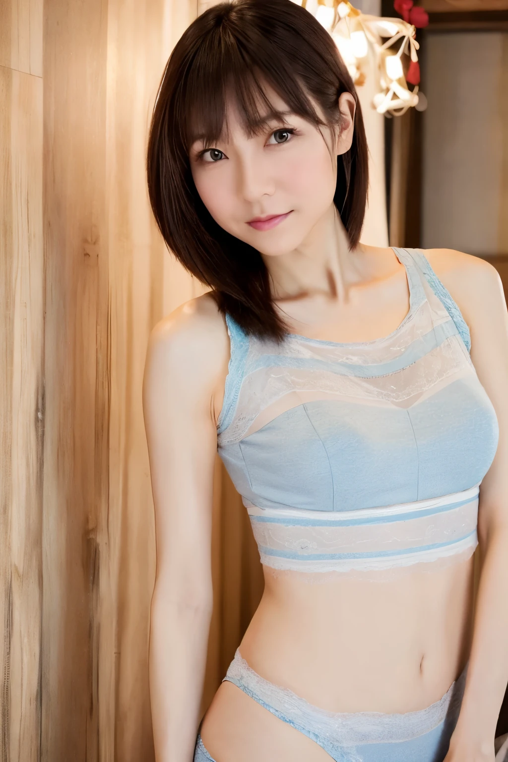 Masterpiece, professional photo quality, super high resolution, Photogravure, 1girl, a Japanese woman, 40 years old, slender body, very thin waist, cute face, detailed face, detailed eyes, various hair, various sexy underwears, various background, portrait photo