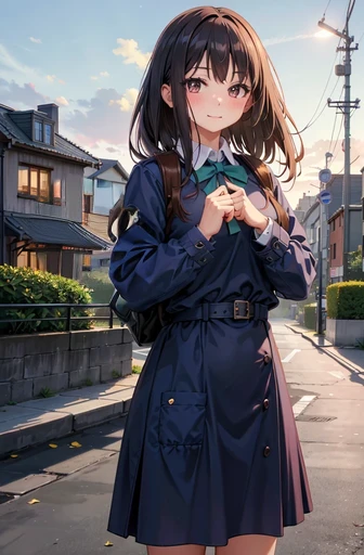 Prompt Tags:  1 girl, cute, ,  watching viewers, smile,  と一緒に立つ,  happy , Suburban, evening,  simple background,  beautiful pose,  Hi-Res, Beautiful environment, masterpiece, Higher quality and more stable diffusion:  1 girl, cute ,  watching viewers, smile, と一緒に立つ, surrounded by a beautiful Suburban environment at evening. The girl has a  simple background, 絵のように beautiful poseで立っている. 画像は Hi-Resで高画質, Capture every detail. The overall scene is like a masterpiece, It has a wonderful and quiet atmosphere. Very Big Breasts、long hair、