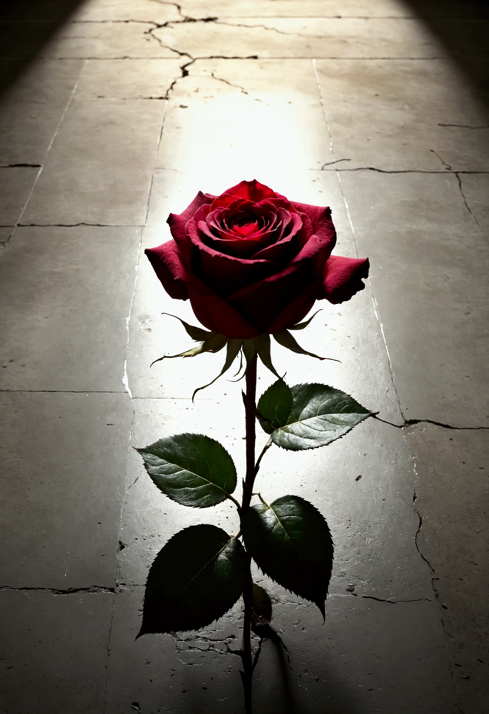 
In the darkness. (solo:1.3),1rose\(tattered,withered,scattered,faded, discarded, on the tattered concrete floor\), a beautiful light faintly shining gently on the rose in the darkness. feeling something ended. lonely atmosphere. quiet atmosphere. scene appeals to the heart, moving film.. BREAK .quality\(8k,wallpaper of extremely detailed CG unit, high resolution, top-quality, top-quality real texture skin, hyper realistic, increase the resolution, RAW photos, best quality, highly detailed, the wallpaper, golden ratio, high saturation realism, vibrant colors, dramatic lighting, persuasive storytelling, atmospheric scenery, captivating visuals, intricate details, strong emotions, dreamlike world\)