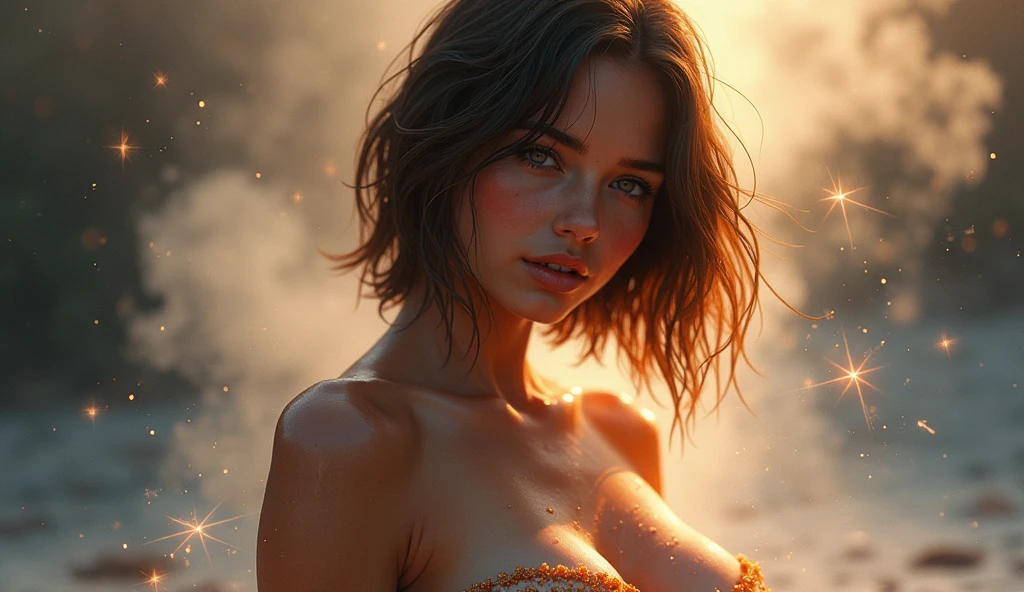 Masterpiece, 16K, hyper realistic photography, Best Quality, (super detailed), (Exotic Sexy Emma Stone as Star Wars' Padmé Amidala), open legs, realistic skin, lighting soft, facing viewer, show breast, wet vagina, Wild West, bokeh