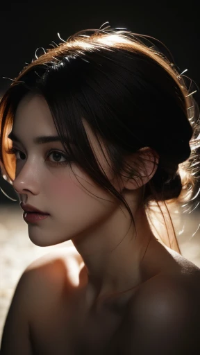 Best quality, masterpiece, ultra high res, (photorealistic:1.4), raw photo, 1girl, offshoulder, in the dark, deep shadow, low key, cold light
