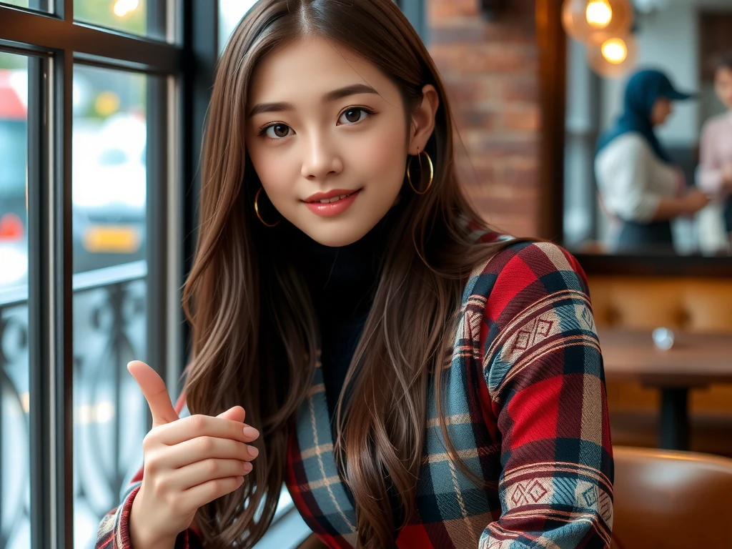 neat-girl,High image quality (8k image quality), high resolution, excellent work, appropriate depth of field, appropriate focus, Leica camera quality, RAW image quality, real, women studying at a cafe, detailed pupils, detailed lips, perfect hands, perfect fingers, perfect nails, detailed Hands, detailed fingers, detailed nails, FLUX, East Asian women,Asian woman