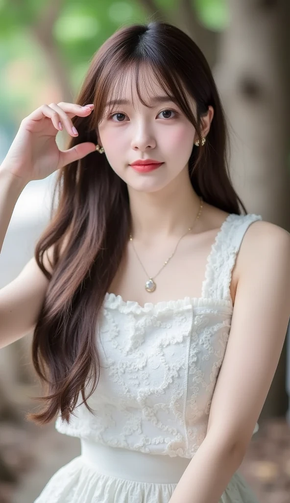 best qualtiy， Ultra High Resolution，korean Girl，1girll, Beautiful woman with a slim figure:1.4, abs:1.1, (A brown-haired, mideum breasts:1.3),  ban, beautiful face, beautiful lip, beautiful eye