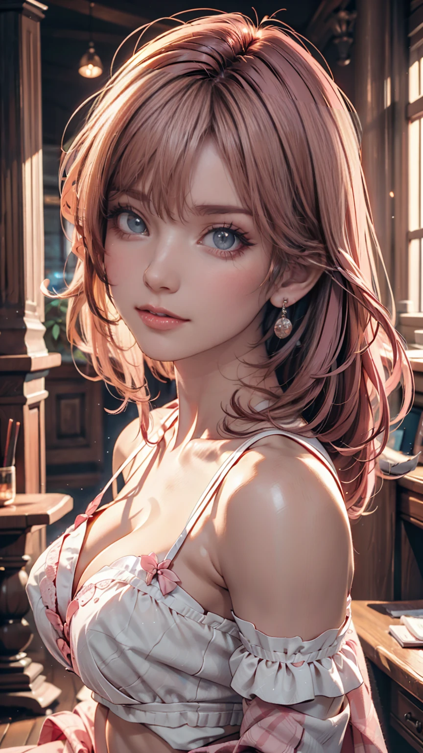 a highly detailed photo of a busty anime schoolgirl wearing a bra and panties, extremely detailed and realistic, beautiful detailed eyes, beautiful detailed lips, extremely detailed face, long eyelashes, mesmerizing expression, perfectly proportioned body, 4k, 8k, high resolution, masterpiece, ultra-detailed, realistic, photorealistic, HDR, physically-based rendering, vivid colors, studio lighting