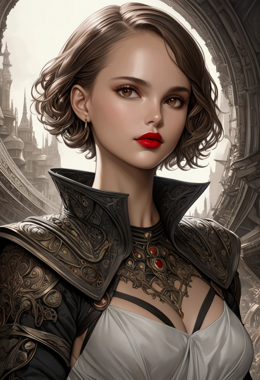 art by Ralph Horsley and mandy disher steampunk half Body Lady with Bones, spiderweb, skull, gemstone watercolor painting, Jean-Baptiste Monge style, bright, beautiful in spring, splash, big perfect eyes, rim lighting, lights, magic, fantasy, digital art, wlop, artgerm and james jean