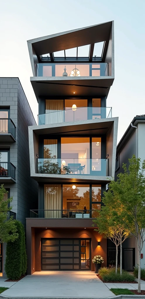 Sunshade architecture outside 5-storey townhouse