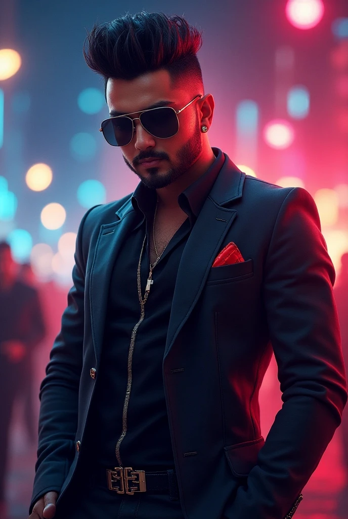 dark blue HUD aviator sunglasses, young Nilesh with black hair and drinking glass and cigarette in hand sitting on coach dressed in cyberpunk clothes wearing black raincoat, beautiful digital painting, artstation