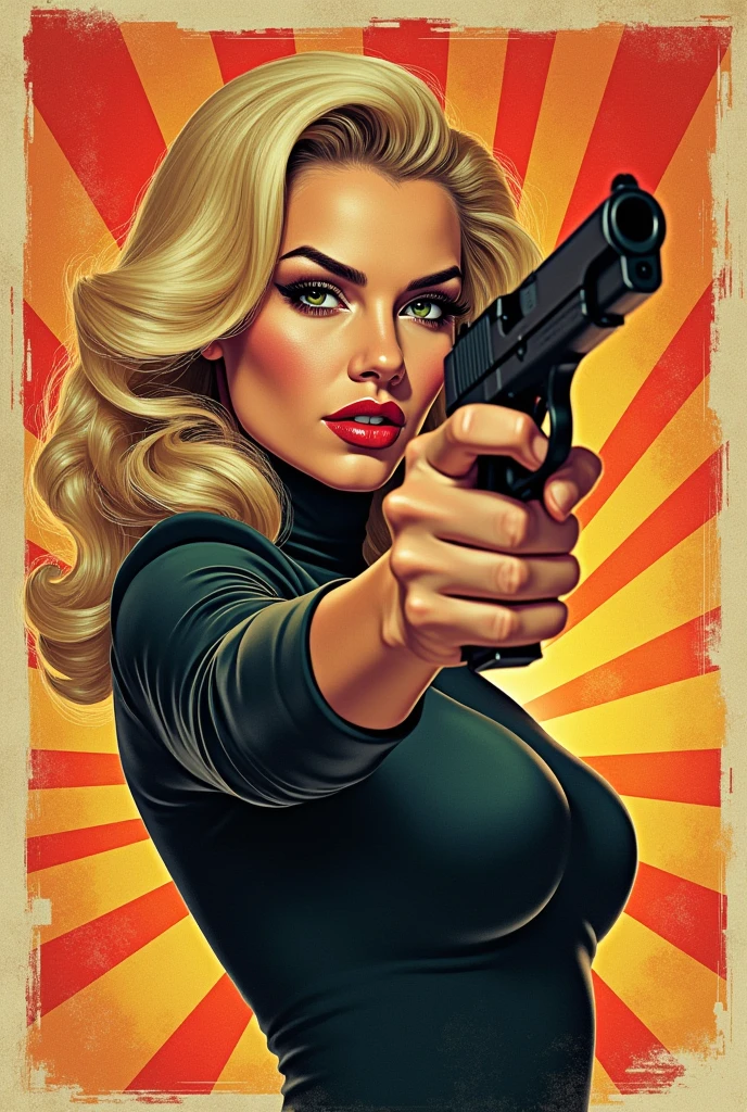 blond woman with gun in black dress posing for photo, pamela anderson, with pistol, suze randall, with a gun, glamour shot, bombshell, portrait of dolly parton, dolly parton, badass pose, eighties-pinup style, eighties pinup style, stunning woman, as a retrofuturistic heroine, bond girl, bride of chucky, the super hot and sexy, vixen