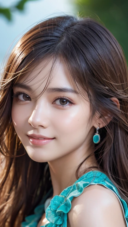 (highest quality, 4k, masterpiece :1.3),
sharp focus, shallow depth of field, Bright colors, professional level,
20-year-old, 1 person, (Half Japanese and German woman), The face of a famous Japanese actress,
Supple body :1.3, model body shape:1.5, perfect style:1.4,
narrow shoulders, beautiful clavicle, long and thin legs,
delicate body shape, The beauty of slim abs :1.2, thin waist :1.2,
super detailed skin, Fair skin, Shiny skin, super detailed face,
slim facial contour, beautiful small face, Beautiful lined nose,
super detailed eyes, long slit eyes, brown eyes, double eyelid, Beautiful thin eyebrows, fine long eyelashes,
super detailed lips, plump lips, glossy pink lips, flushed cheeks, beautiful teeth,
Beautiful actress's ennui makeup, pink lipstick,
dark brown hair, delicate soft hair,
(hair up, medium short hair, ponytail:1.2),
layer cut, (dull bangs:1.2),
(stylish looking earrings,necklace,bracelet,shiny nail art:1.2),
cute smile, open mouth half way, Enchanted expression, ((stare at the viewer)),
(((photorealism,Shoot the whole body from the thighs:1.5))), ((The body is facing sideways)),
Photographed directly from the front, dynamic lighting,
(Dress up in a tight green polka dot dress:1.2),
