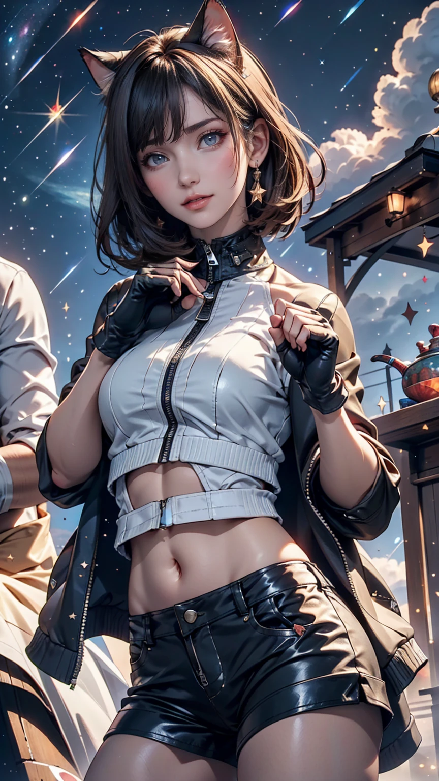 (((Misako Renbutsu)))Beautiful Young Female with (Twin Braids covering Bust) ((Flashing ??????)) at ((Dusk City Street)), (extremely delicate and beautiful), Professional portrait, Semi-???? photography, (((Full Unbuttoned White Shirt with beltbra)Moe-Sleeves)Skinny Shorts), {(Tyndall effect)|lens flare|Haze|bokeh} ZoomLayer (Oodles Blurred Colorful Lights ((Starry particles))), (TopQuality Masterpiece of 8K Ultra-detailed DigitalPainting (by Jeremy Lipking))