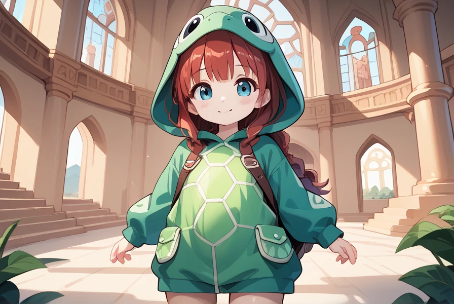  1 girl, Turtle costume,Dragon Palace, cute,