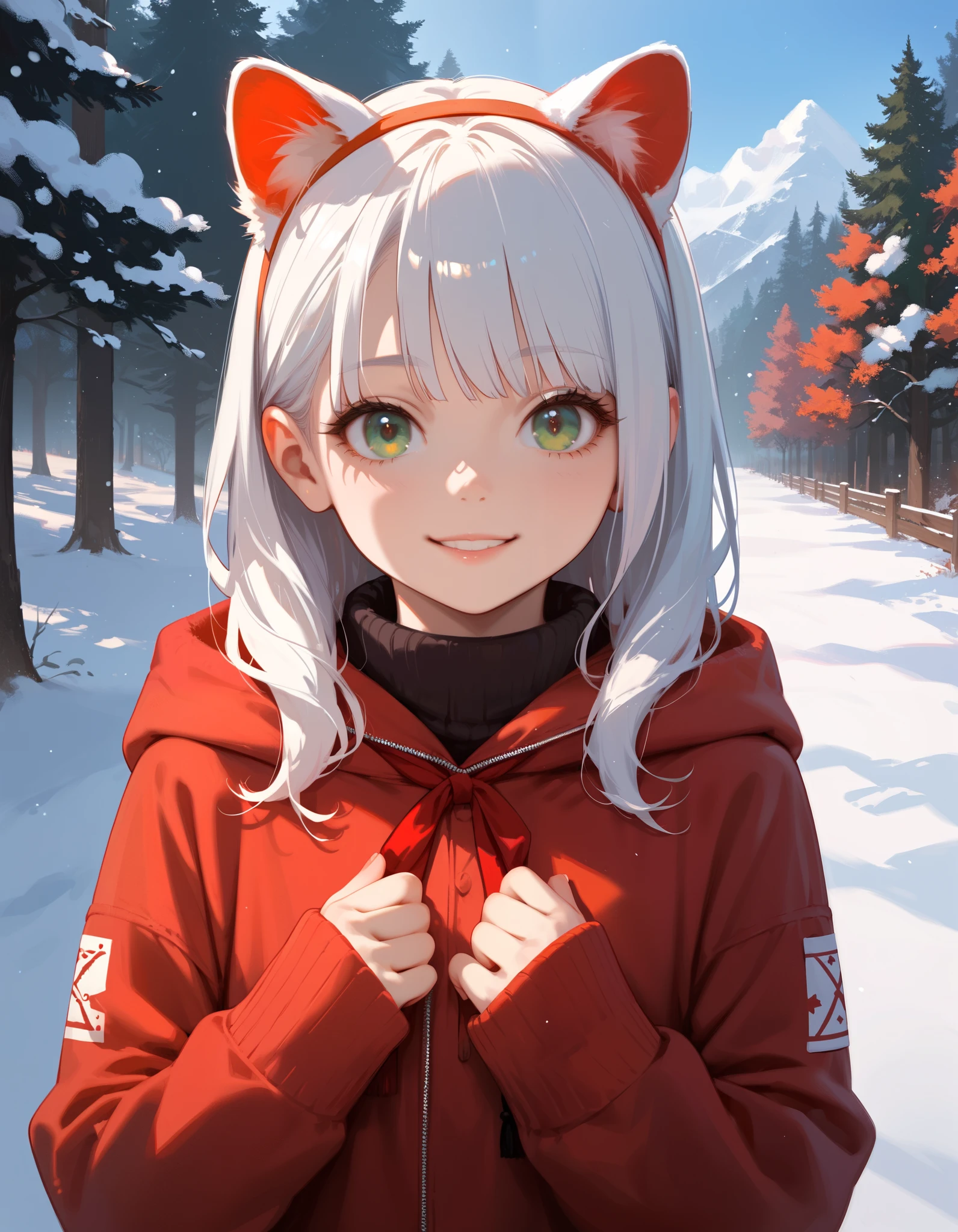 score_9,score_8_up,score_7_up,score_6_up,source_anime,
BREAK
A young fox girl,skinny and frail,(petite,cute:0.5),
green eyes,looking at viewer,
long hair,white hair,
smile,
winter clothes,
outdoors,winter,