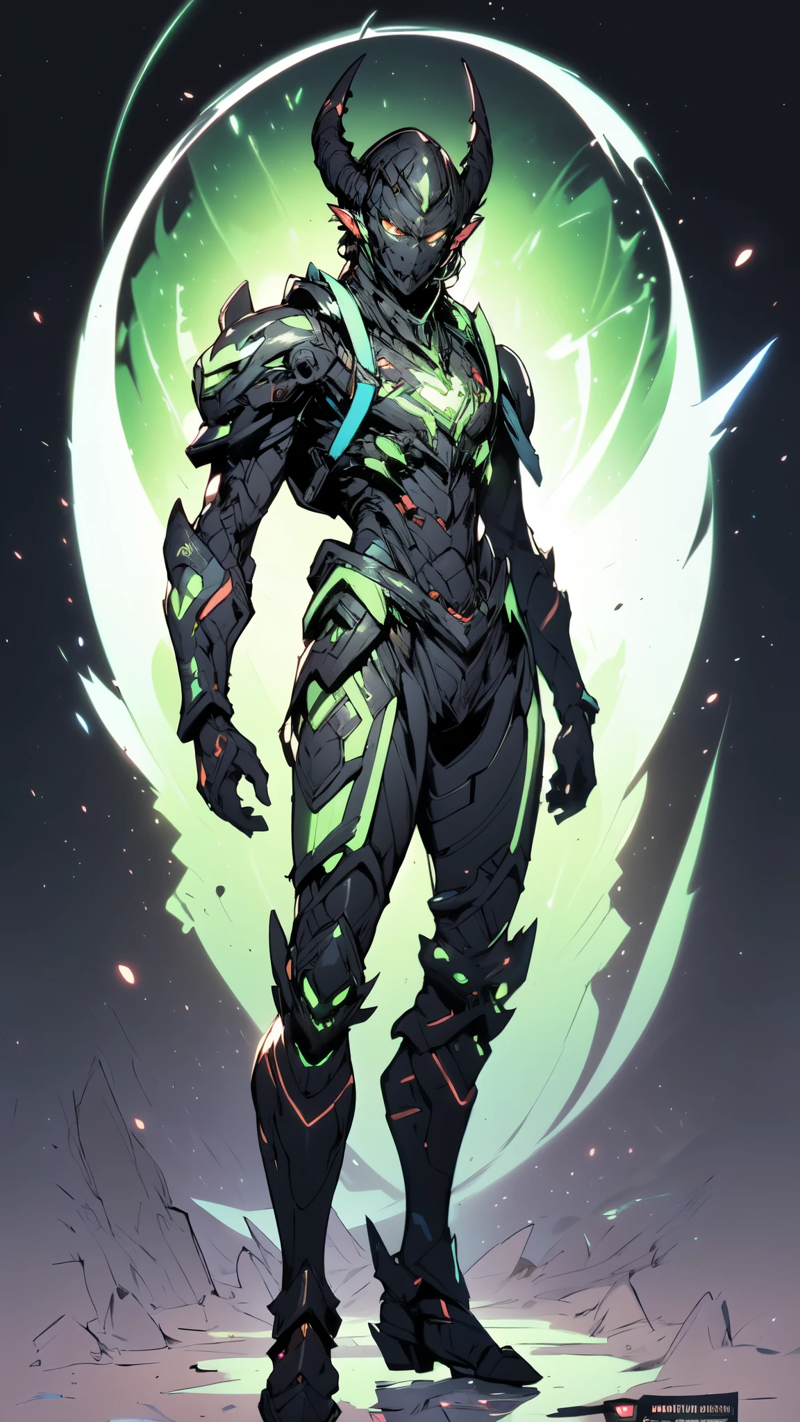 (masterpiece:1.5, best quality:1.5, extremely delicate:1.5), ((male:1.5)), a man wearing a full-face helmet, green eyes, fantasy-style high-tech biomimetic armored combat suit, (a composite layered chest armor), the design balances heavy with agility, fully enclosed shoulder guards, matching arm and leg guards, a belt of gemstone, (a backpack equipped with high-tech cannons, the color scheme is primarily Scarlet with White and Green accents, Organic Biotech, Concept Inspired by Demon Dragon, glowing eyes, armor glows, stand of a futuristic sci-fi city), this character embodies a finely crafted fantasy-style armored hero in anime style, exquisite and mature art style, metallic, high definition, highres, ultra-detailed, ultra-fine painting, professional, perfect body proportions, golden ratio, anatomically correct, symmetrical face, extremely detailed eyes and face, high quality eyes, creativity, RAW photo, UHD, 32k, Natural light, cinematic lighting, masterpiece-anatomy-perfect