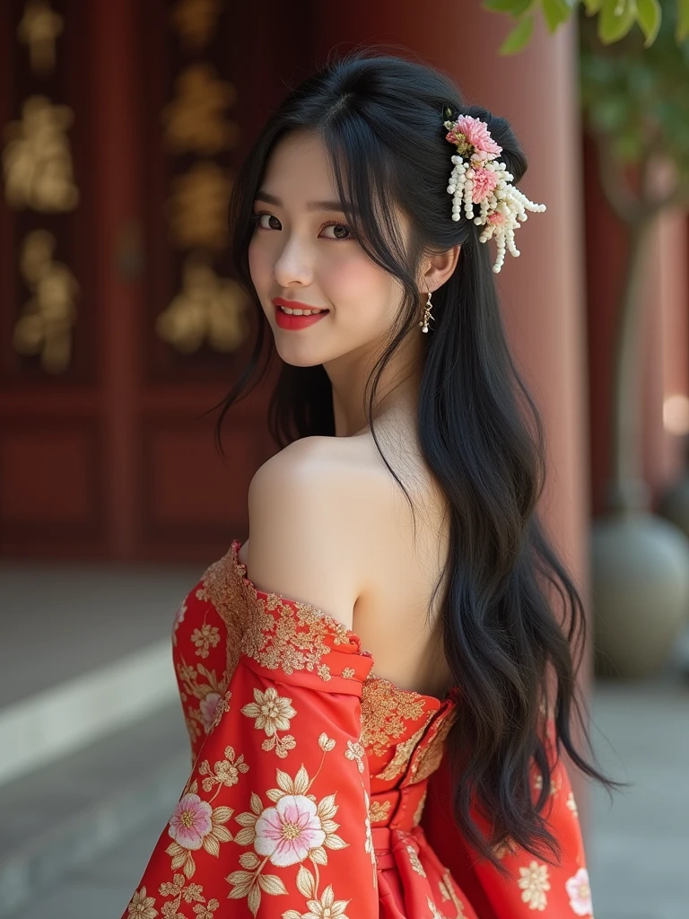 young beautiful woman , Japanese , black long straight hair - SeaArt AI